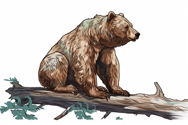 a grizzly bear made from tree branches. Clipart Style. Empty Background. Detailed.