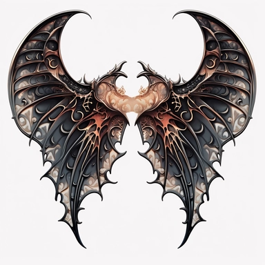 realistic clipart of bat wings with gothic design, vector design, digital painting, white background