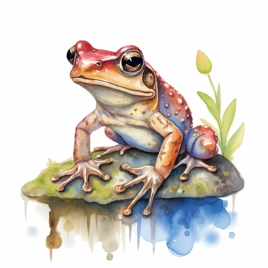 fantasy frog clip-art, watercolor