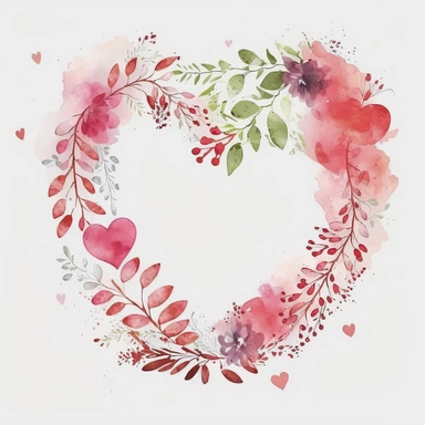 Watercolor Valentine, Valentine clipart, Heart clipart, Valentine PNG, Love clipart, Valentineday clipart, Heart wreath, Pink clipart, on white background