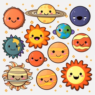 Solar system clipart commercial use, planets vector graphics, Space clipart, kawaii clip art