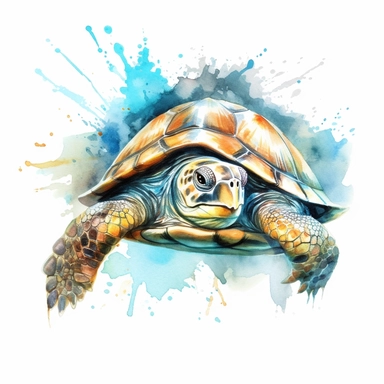 watercolour illustration free brushstrokes, beautiful and joyful, turtle, mark brooks, naturecore, animal clipart, isolated on a white background