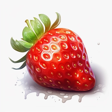 one clipart strawberrie on a white background, in the style of wlop, southern countryside, collage-oriented, sterling silver highlights, colorful caricature, emotionally-charged brushstrokes, hyper-realistic animal illustrations, no watermark, text, words, paintbrush, 300 DPI, typography, the images do not stick together, no text in the picture