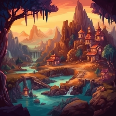 realistic clipart of enchanted curse landscape, digital painting