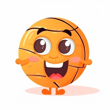 fantasy happy cute basketball player face, cartoon, clipart, mascot, isolated on white background