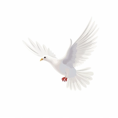 In this iconic peace clipart illustration, a timeless symbol takes center stage against a pristine white background. The image features a universally recognized white dove, soaring gracefully with outstretched wings. Its immaculate feathers symbolize purity and its flight embodies a profound sense of serenity. Set against the simplicity of the white backdrop, the dove's presence radiates with a powerful message of hope and unity. This iconic peace clipart serves as a timeless reminder to strive 