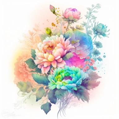 soft colorful neon pastel colored floral arrangement clipart, soft and subtle, colorful neon fairy pastel colors watercolor style, fawncore, plain white background, colorful neon pastel roses peonies gerberas tulips, excellent depth of shading in soft watercolor style, neon pastel colorful soft watercolor artwork, plain white background for transparent editing