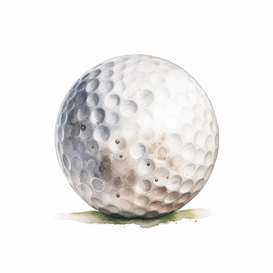 a delightful watercolor, hyper-realistic clipart image with a white background and white margins, no painting,no shadow, Golf ball