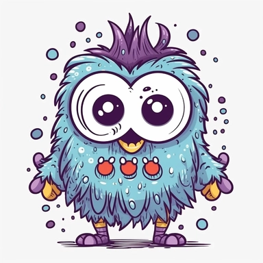cartoon, isolated, cute monster, clipart, isolated vector, full body, white background, outline, disney style
