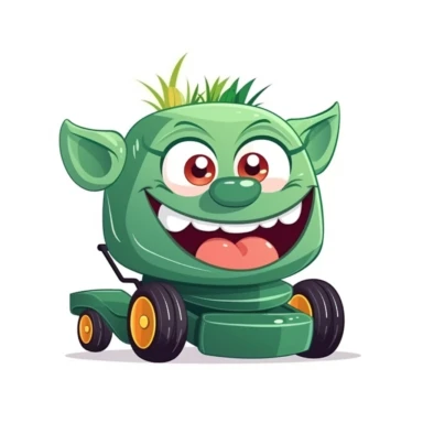 happy cute Lawn Mower face, cartoon, clipart, mascot, isolated on white background