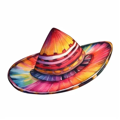 a Mexico Sombrero in the style of watercolour clipart with detailed brush strokes