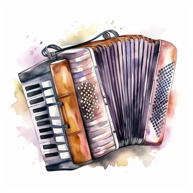 Accordion watercolor clipart