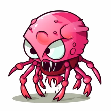 2d pink bubblegum ant zombie monster mutant on white background drawing in microsoft paint , no shadow, flat picture, clipart