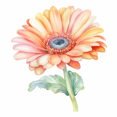 Watercolor, Gerbera daisy , white background, high resolution, Clipart, flowy, different sizes, different places