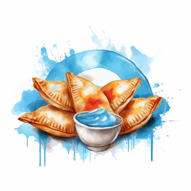 a watercolor argentina flag clip art empanada a white background
