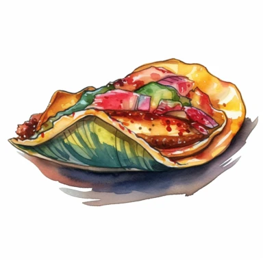 a Mexico Taco in the style of watercolour clipart with detailed brush strokes