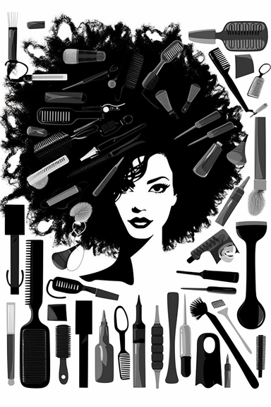 Clip Art for Black Hairdresser Beauty Salon, 2D, Vector, Flat separated on white background