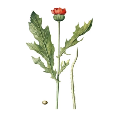 Watercolor of tall slender micro dainty poppy leaves on a single stem with closed poppy seed head. Ikebana red poppy, leaves typically have a distinctive elongated shape with a pointed tip, and are deeply lobed or dissected. The lobes are typically rounded or toothed, and may be arranged alternately or opposite each other along the stem. Floral Clipart, poppy, Minimalist Flowers Watercolor, Ikebana Clipart, Separated design