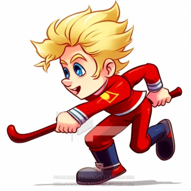 clipart of female hockey player, white background, characiture
