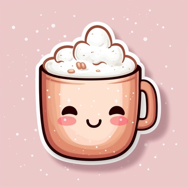 cute kawaii style hot cocoa sticker clipart