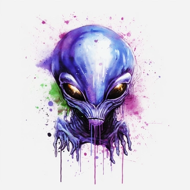 Alien Clip Art,4k,white Background,4k,WATER COLORED,
