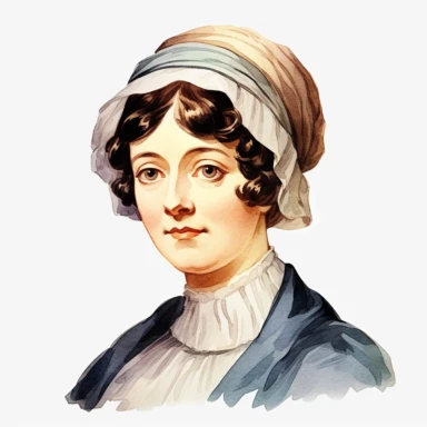 Jane Austen clipart, white background, isoliated, hd, high quality, vector, highly detailed, clipart style
