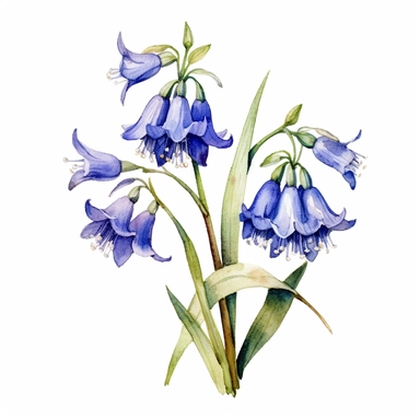 beautiful Watercolour Bluebell Flowers, bluebell Clipart, white background