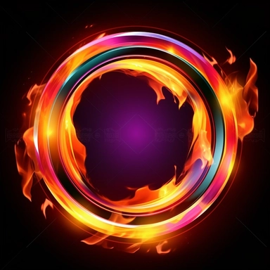 3D SUPER REALISTIC FLAMING VIBRANT COLORS ON A LIVING CIRCLE BACKGROUND CLIPART