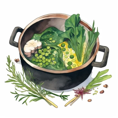 a comforting bowl of miso soup clipart with ingredients like tofu, seaweed, and green onions, white background vibrant watercolour, hight detail, 32K, HD