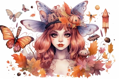 Sweet Fairy Girl Sublimation Clipart Halloween concept, Watercolor, Vector, illustrtion, ultra high realistic, ultra high resolution, isolate on white background. 32k, HD, 32k,