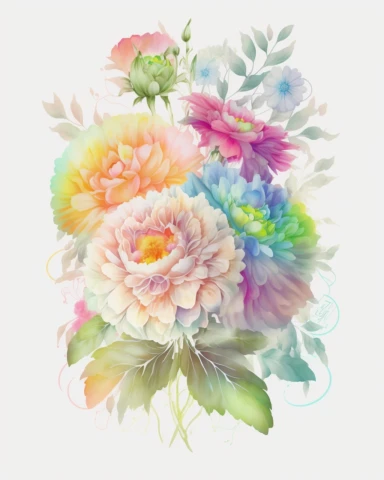 soft colorful neon pastel colored floral arrangement clipart, soft and subtle, colorful neon fairy pastel colors watercolor style, fawncore, plain white background, colorful neon pastel roses peonies gerberas tulips, excellent depth of shading in soft watercolor style, neon pastel colorful soft watercolor artwork, plain white background for transparent editing