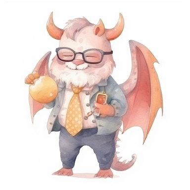 a cute WATERCOLOR daddy dragon, WATERCOLOR clipart, isolated white background 8k