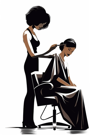 Clip Art for Black Hairdresser Beauty Salon, 2D, Vector, Flat separated on white background