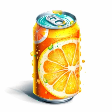 ingle clipart image png graphic of a Hyper Realistic Euphoric Watercolor Vibrant Lemon Juice Drink in Can