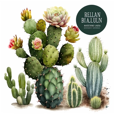 Watercolor single Cactus Clipart