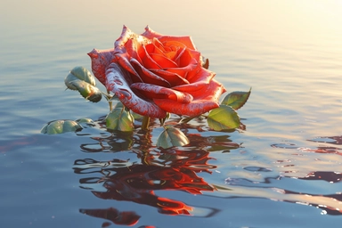 red rose flower clipart, flooded sun, realistic photo, photography, 8k