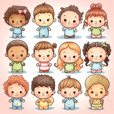 cute baby gender reaveal clipart, boy or girl, cartoon style, solid edges, high resolution
