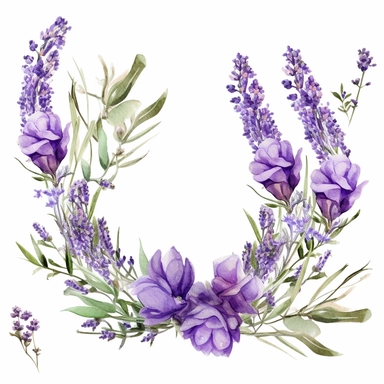 Watercolor Lavender Garden Clipart, lavender boarder