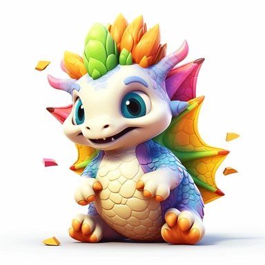 clipart featuring lovable hand-drawn illustration of a chubby baby dragon with endearing features and vibrant scales with a white background in a magical and enchanting style, lovely, whimsical, 3D vector art, cute and quirky, fantasy art, Adobe Illustrator, hand-drawn, digital painting, character-focused, 4K resolution, photorealistic rendering, character-focused and chess pieces, using Cinema 4D, aquarelle painting, romantic light, ultra-details, photorealistic, realistic ,gel lighting, Cinema