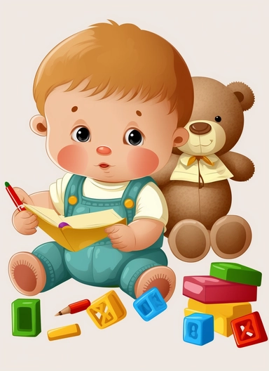 children 1 year old learning, clipart,