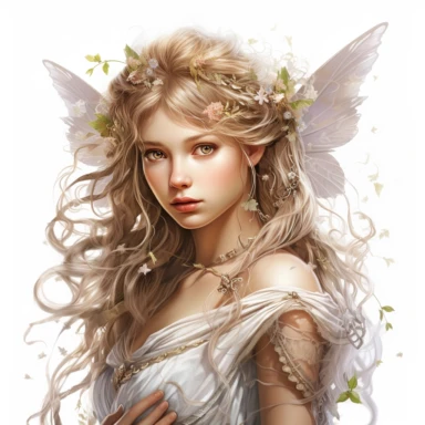 , Majestic Fairy with a statuesque figure, highly detailed face, and a serene expression, Use dreamlike lighting with soft sunlight falling on the subject’s face and hair, to create an ultra-realistic image that captures the subject’s natural beauty and personality, clipart on white background - Image #4 @Amitabh300 Image Amitabh300 — Today at 10:45 PM