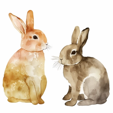 watercolor clipart two-dimensional neutral colors hase for children simple drawn childish