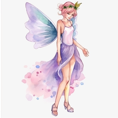 beautiful young girl fairy, watercolor, clipart, full body standing