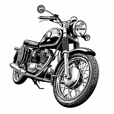 Motorcycles car clip art, black and white, very simple, clip art, front of motorcycle