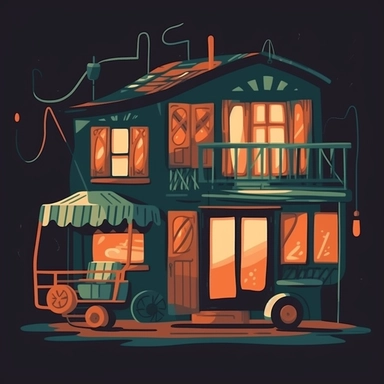 longterm rental, dark colors, clipart, flat design