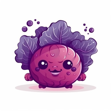 clipart of cute cartoon red cabbage on a white background, vector