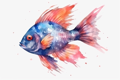 Watercolor, Buffalo Fish Fish, clipart, hd, on a white background, spaced out