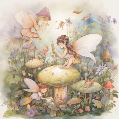 Embark on a magical midjourney into the realm of fairies with this enchanting collection of watercolor illustrations. Each delicate fairy is lovingly hand-painted, capturing the essence of a children's book and evoking a sense of wonder and innocence. The soft colors and gentle strokes give the illustrations a warm and inviting feel, as if they were created using coloring pencils. With a white background, these fairies can easily be converted into clipart, allowing you to incorporate them into y