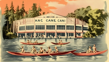 clipart illustration of Royal Canoe Club vintage 1940’s style