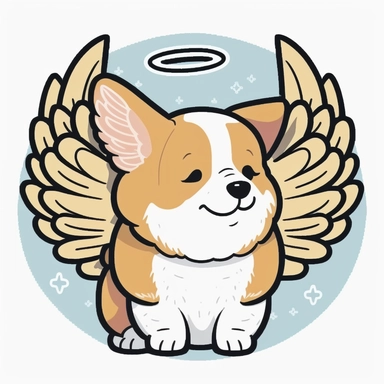 chibi corgi clipart, angel wings and halo